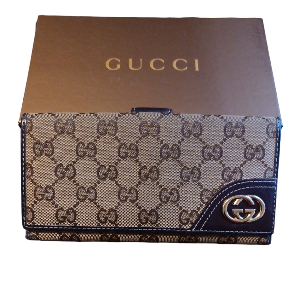 🤎GUCCI BRITT CONTINENTAL MONOGRAM CANVAS WALLET